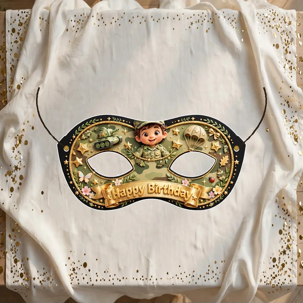 Military Theme Party Mask Birthday Party Supplies (PACK OF 12) - 280 GSM Cardstock with Soft Stretchable Elastic Band (7 Inches wide)