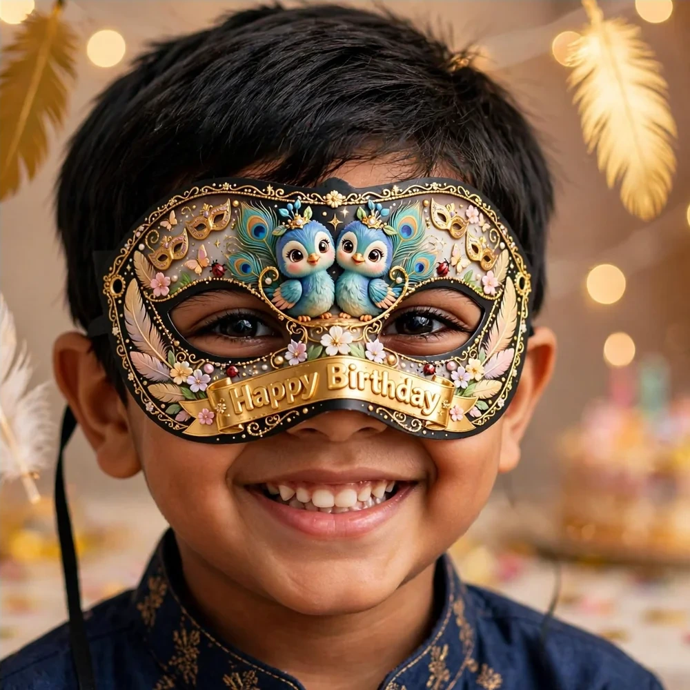 Masquerade Theme Party Mask Birthday Party Supplies (PACK OF 12) - 280 GSM Cardstock with Soft Stretchable Elastic Band (7 Inches wide) - Premium Party Decor Supply by Party Decor Mall - View 4