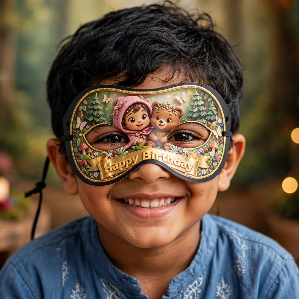 Masha & The Bear Theme Party Mask Birthday Party Supplies (PACK OF 12) - 280 GSM Cardstock with Soft Stretchable Elastic Band (7 Inches wide) - Premium Party Decor Supply by Party Decor Mall - View 4