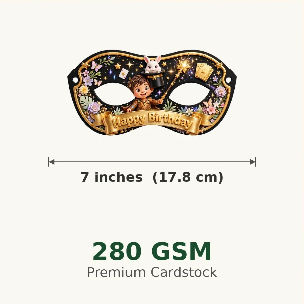 Magician Theme Party Mask Birthday Party Supplies (PACK OF 12) - 280 GSM Cardstock with Soft Stretchable Elastic Band (7 Inches wide) - Premium Party Decor Supply by Party Decor Mall - View 3