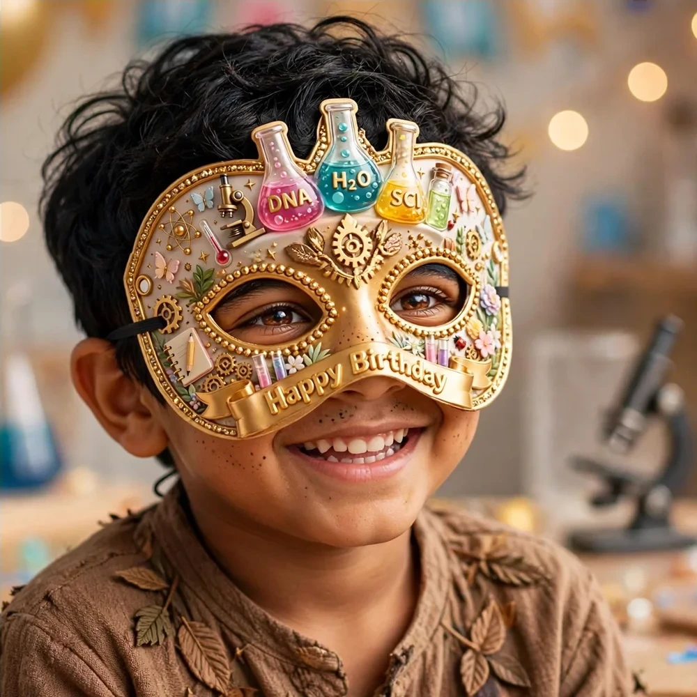 Mad Scientist Theme Party Mask Birthday Party Supplies (PACK OF 12) - 280 GSM Cardstock with Soft Stretchable Elastic Band (7 Inches wide) - Premium Party Decor Supply by Party Decor Mall - View 4