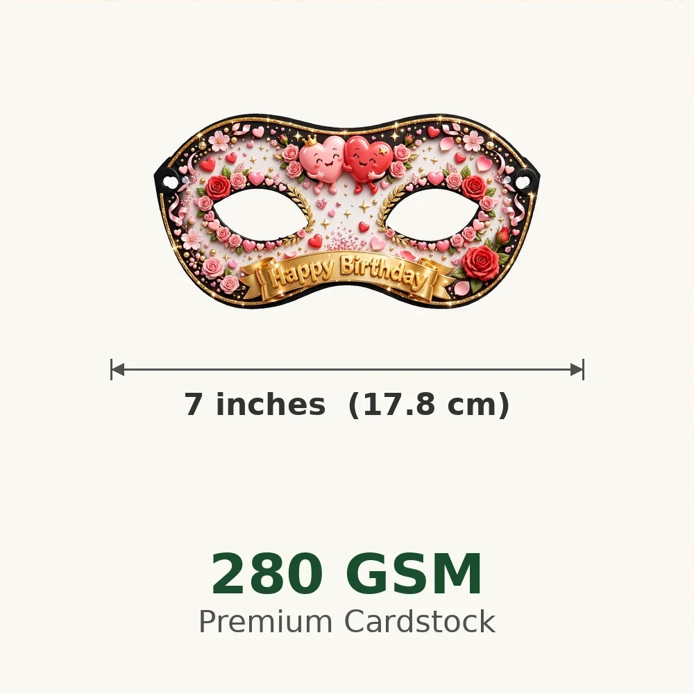 Love Romance Theme Party Mask Birthday Party Supplies (PACK OF 12) - 280 GSM Cardstock with Soft Stretchable Elastic Band (7 Inches wide) - Premium Party Decor Supply by Party Decor Mall - View 3