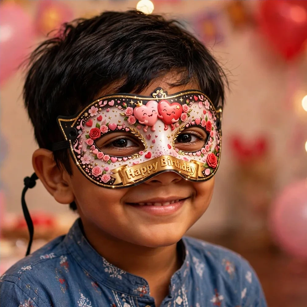 Love Romance Theme Party Mask Birthday Party Supplies (PACK OF 12) - 280 GSM Cardstock with Soft Stretchable Elastic Band (7 Inches wide) - Premium Party Decor Supply by Party Decor Mall - View 4