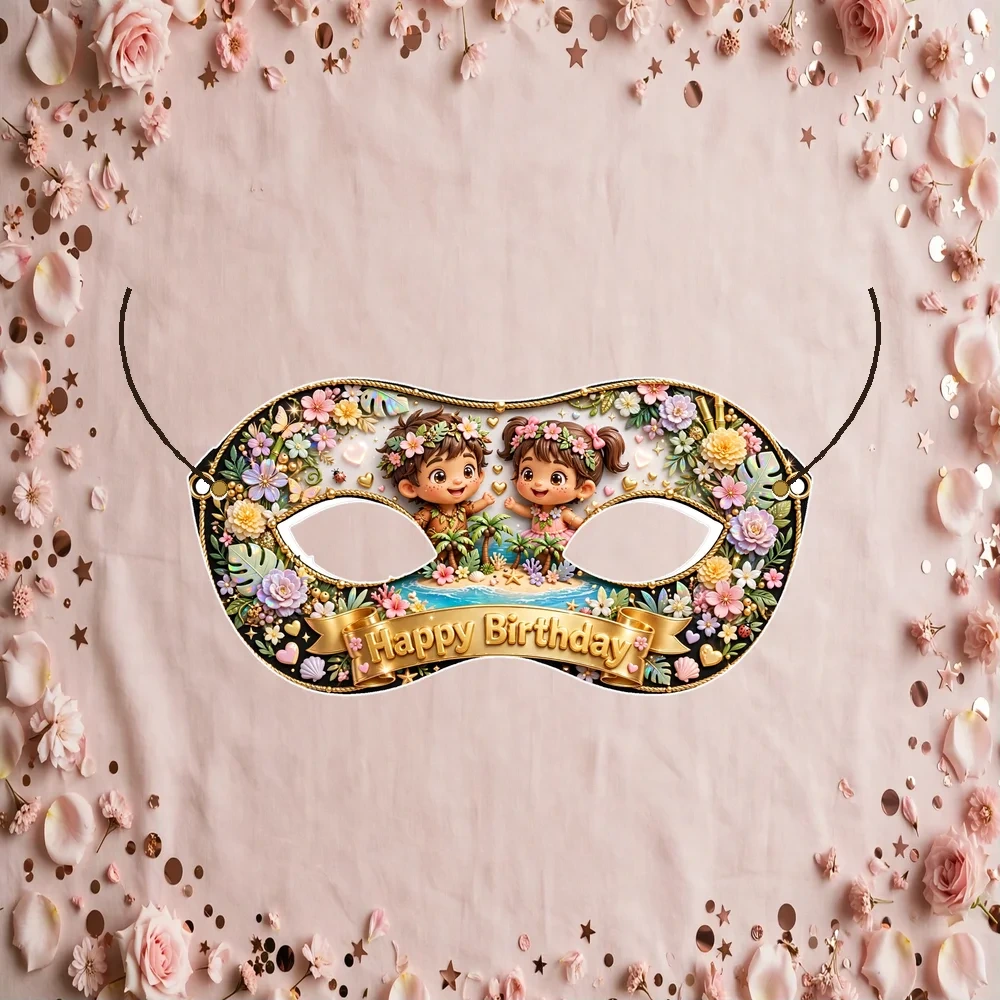 Love Island Theme Party Mask Birthday Party Supplies (PACK OF 12) - 280 GSM Cardstock with Soft Stretchable Elastic Band (7 Inches wide) - Premium Party Decor Supply by Party Decor Mall - View 1