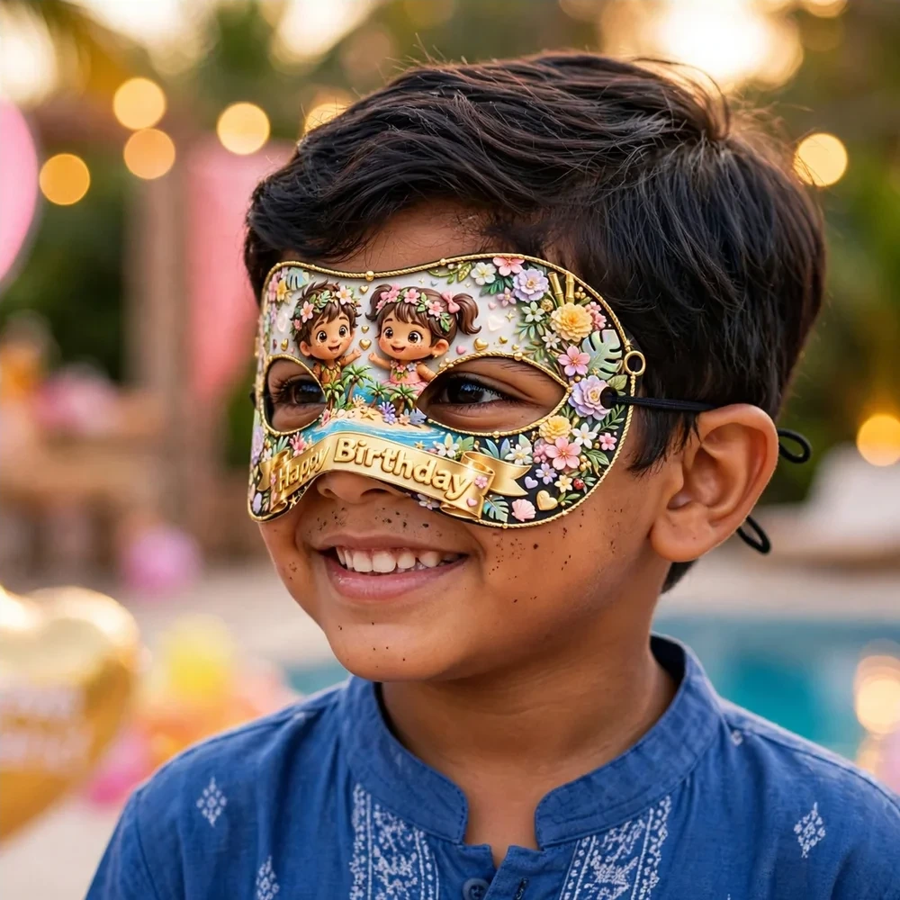 Love Island Theme Party Mask Birthday Party Supplies (PACK OF 12) - 280 GSM Cardstock with Soft Stretchable Elastic Band (7 Inches wide) - Premium Party Decor Supply by Party Decor Mall - View 4