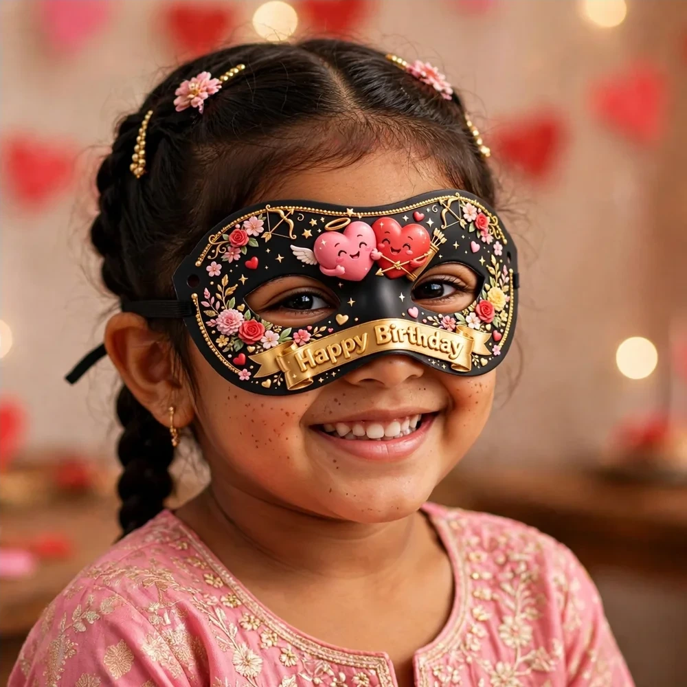 Love Theme Party Mask Birthday Party Supplies (PACK OF 12) - 280 GSM Cardstock with Soft Stretchable Elastic Band (7 Inches wide) - Premium Party Decor Supply by Party Decor Mall - View 4