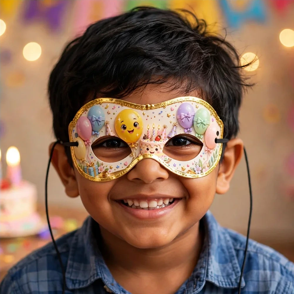 Lockdown Theme Party Mask Birthday Party Supplies (PACK OF 12) - 280 GSM Cardstock with Soft Stretchable Elastic Band (7 Inches wide) - Premium Party Decor Supply by Party Decor Mall - View 4