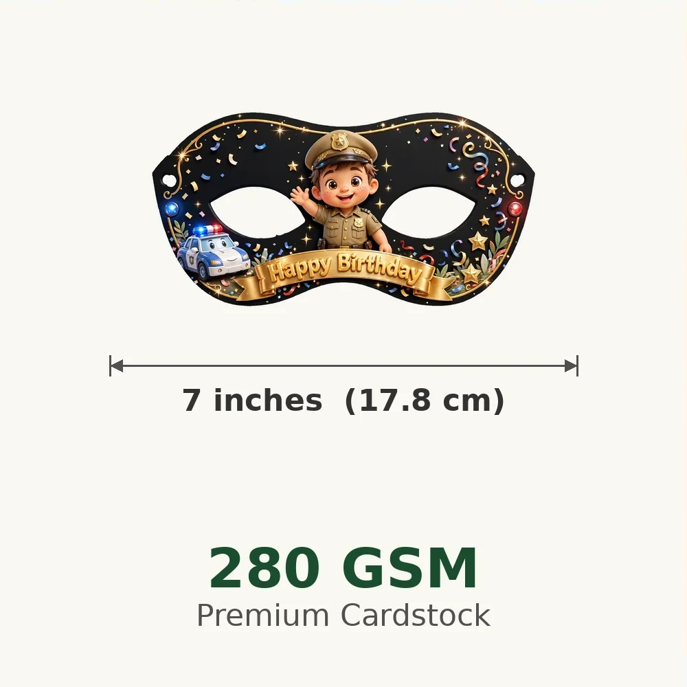 Little Singham Theme Party Mask Birthday Party Supplies (PACK OF 12) - 280 GSM Cardstock with Soft Stretchable Elastic Band (7 Inches wide) - Premium Party Decor Supply by Party Decor Mall - View 3