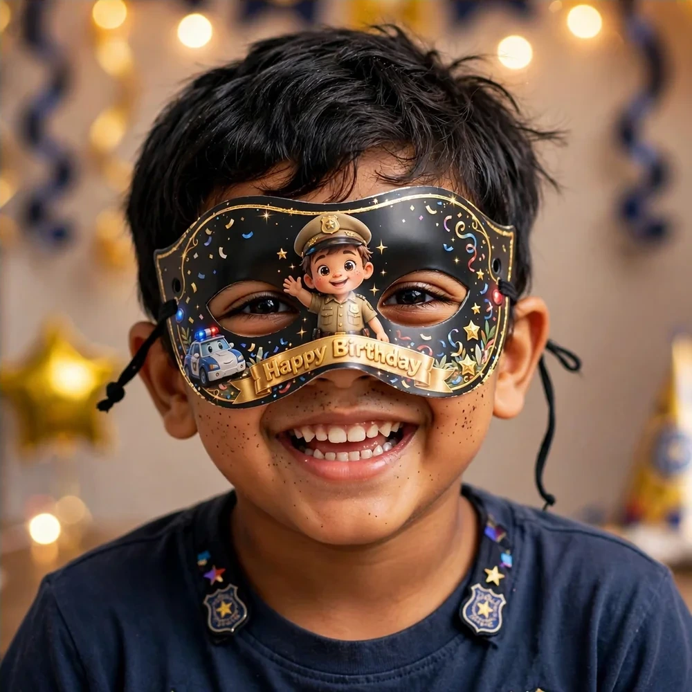 Little Singham Theme Party Mask Birthday Party Supplies (PACK OF 12) - 280 GSM Cardstock with Soft Stretchable Elastic Band (7 Inches wide) - Premium Party Decor Supply by Party Decor Mall - View 4