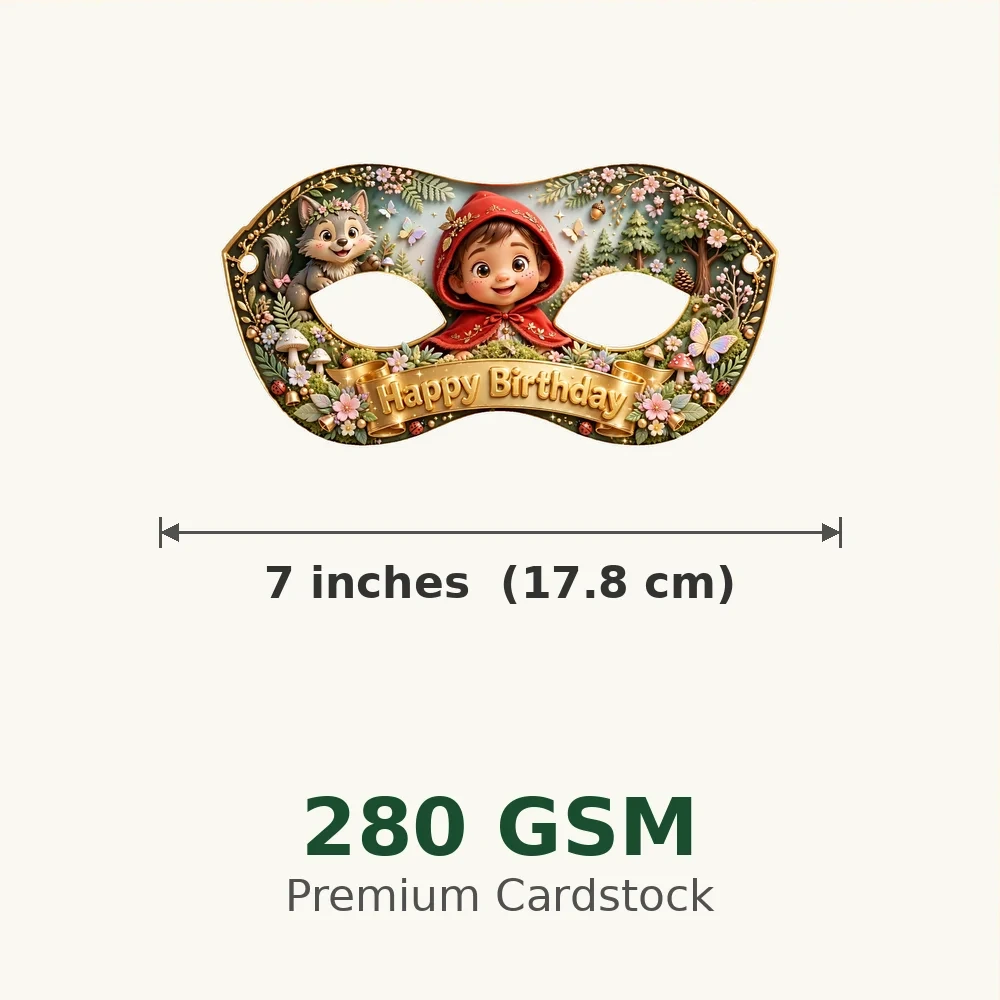 Little Red Riding Hood Theme Party Mask Birthday Party Supplies (PACK OF 12) - 280 GSM Cardstock with Soft Stretchable Elastic Band (7 Inches wide) - Premium Party Decor Supply by Party Decor Mall - View 3