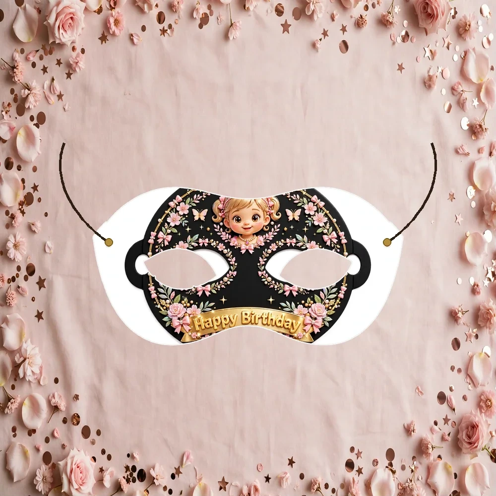 Little Princess Theme Party Mask Birthday Party Supplies (PACK OF 12) - 280 GSM Cardstock with Soft Stretchable Elastic Band (7 Inches wide) - Premium Party Decor Supply by Party Decor Mall - View 1