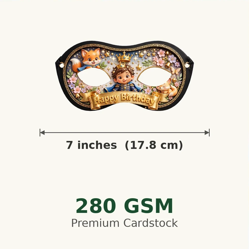 Little Prince Theme Party Mask Birthday Party Supplies (PACK OF 12) - 280 GSM Cardstock with Soft Stretchable Elastic Band (7 Inches wide) - Premium Party Decor Supply by Party Decor Mall - View 3