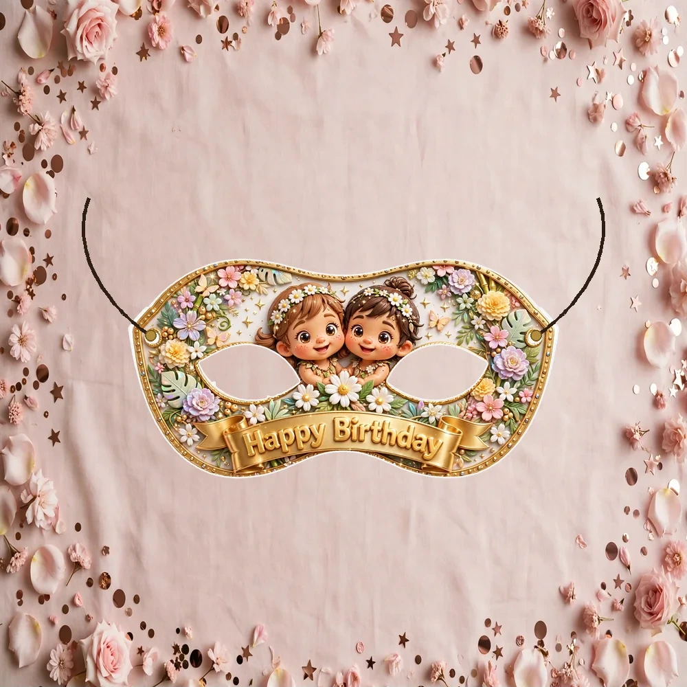 Boss Baby Girl Theme Party Mask Birthday Party Supplies (PACK OF 12) - 280 GSM Cardstock with Soft Stretchable Elastic Band (7 Inches wide)