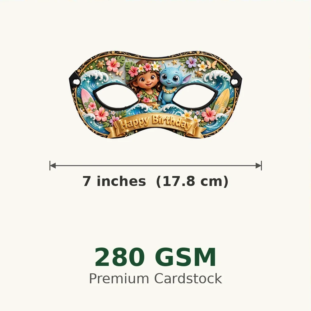 Lilo Stitch Theme Party Mask Birthday Party Supplies (PACK OF 12) - 280 GSM Cardstock with Soft Stretchable Elastic Band (7 Inches wide) - Premium Party Decor Supply by Party Decor Mall - View 3