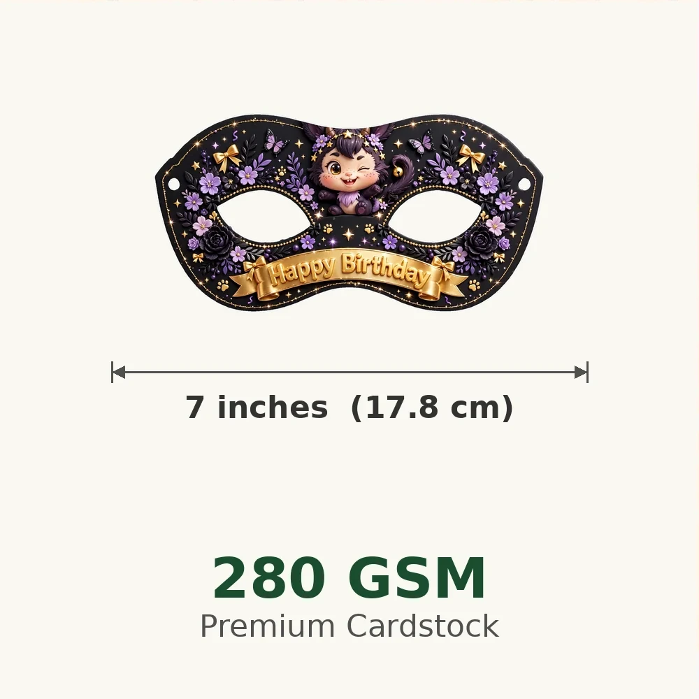 Kuromi Theme Party Mask Birthday Party Supplies (PACK OF 12) - 280 GSM Cardstock with Soft Stretchable Elastic Band (7 Inches wide) - Premium Party Decor Supply by Party Decor Mall - View 3