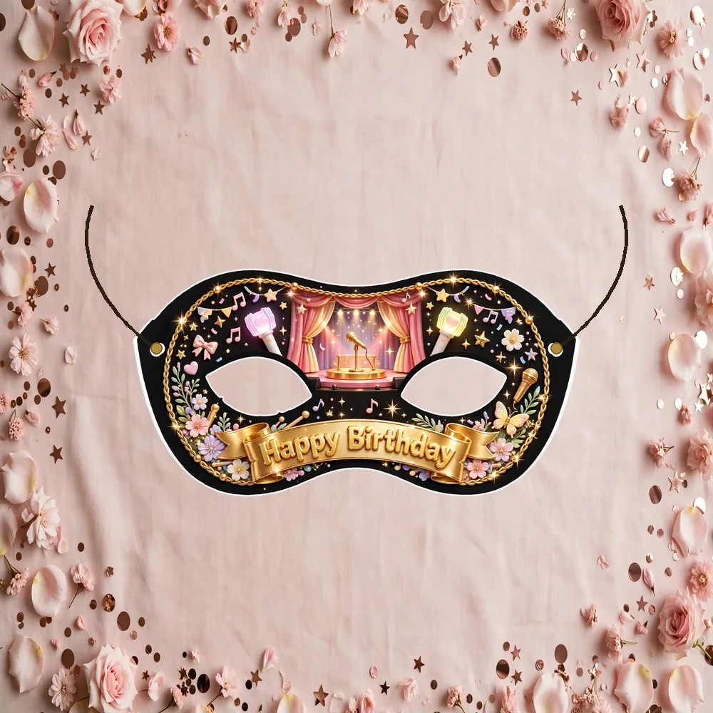 K-Pop Theme Party Mask Birthday Party Supplies (PACK OF 12) - 280 GSM Cardstock with Soft Stretchable Elastic Band (7 Inches wide) - Premium Party Decor Supply by Party Decor Mall - View 1