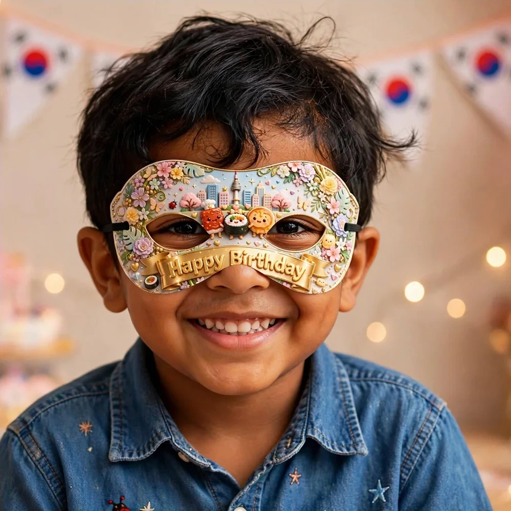 Drama Theme Party Mask Birthday Party Supplies (PACK OF 12) - 280 GSM Cardstock with Soft Stretchable Elastic Band (7 Inches wide) - Premium Party Decor Supply by Party Decor Mall - View 4