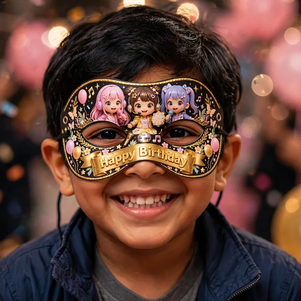 Katseye Theme Party Mask Birthday Party Supplies (PACK OF 12) - 280 GSM Cardstock with Soft Stretchable Elastic Band (7 Inches wide) - Premium Party Decor Supply by Party Decor Mall - View 4