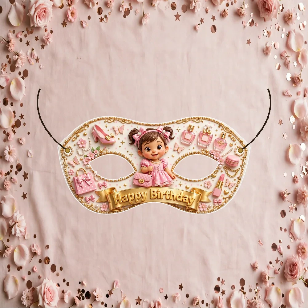 Spa Theme Party Mask Birthday Party Supplies (PACK OF 12) - 280 GSM Cardstock with Soft Stretchable Elastic Band (7 Inches wide) - Premium Party Decor Supply by Party Decor Mall - View 1