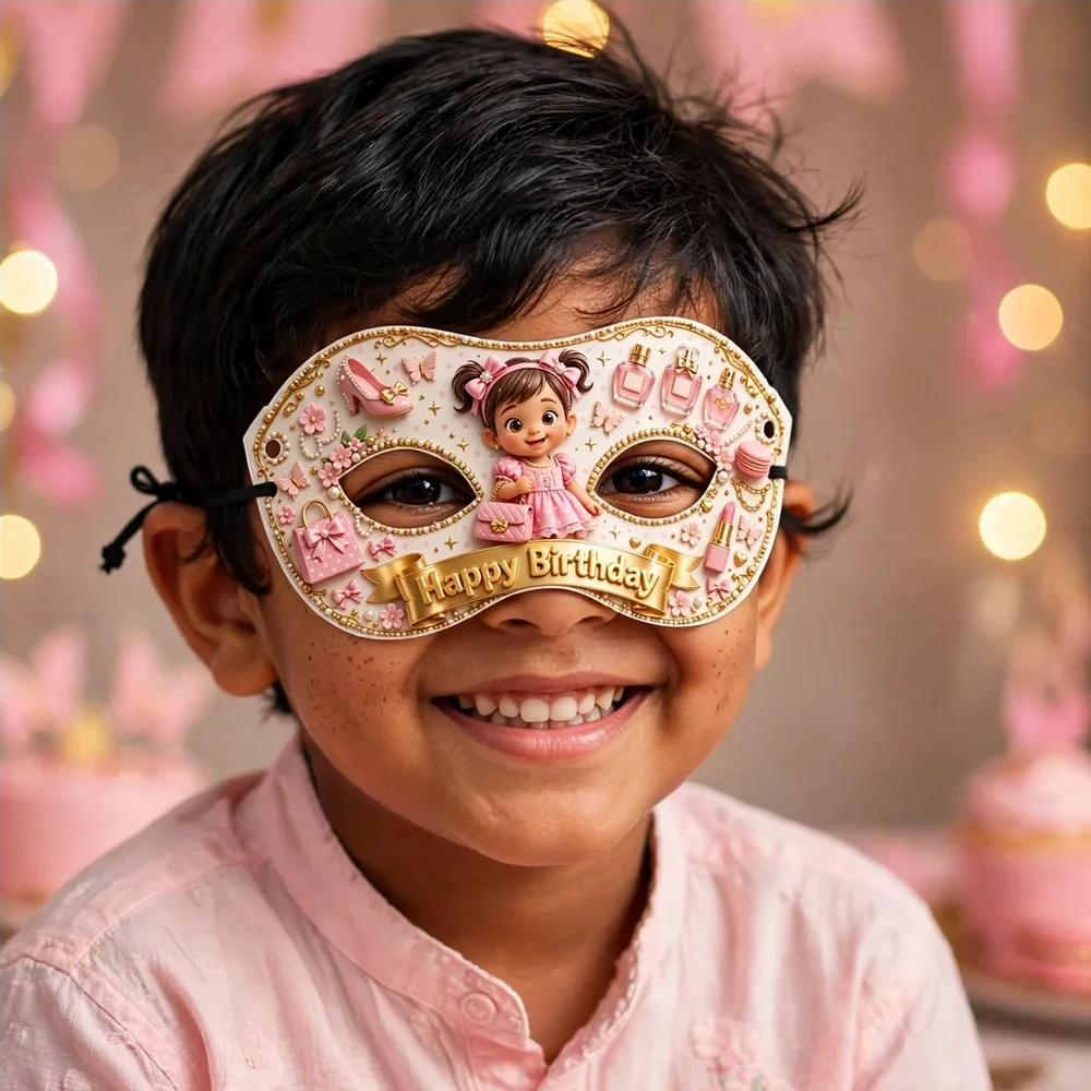 Spa Theme Party Mask Birthday Party Supplies (PACK OF 12) - 280 GSM Cardstock with Soft Stretchable Elastic Band (7 Inches wide) - Premium Party Decor Supply by Party Decor Mall - View 4