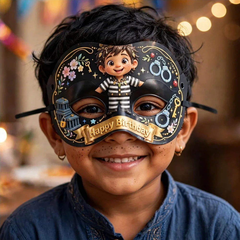 Kaidi Theme Party Mask Birthday Party Supplies (PACK OF 12) - 280 GSM Cardstock with Soft Stretchable Elastic Band (7 Inches wide) - Premium Party Decor Supply by Party Decor Mall - View 4
