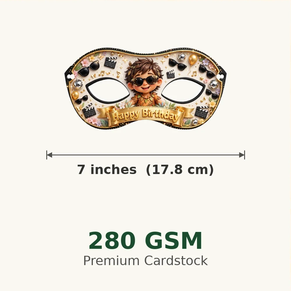 Kaala Chashma Theme Party Mask Birthday Party Supplies (PACK OF 12) - 280 GSM Cardstock with Soft Stretchable Elastic Band (7 Inches wide) - Premium Party Decor Supply by Party Decor Mall - View 3