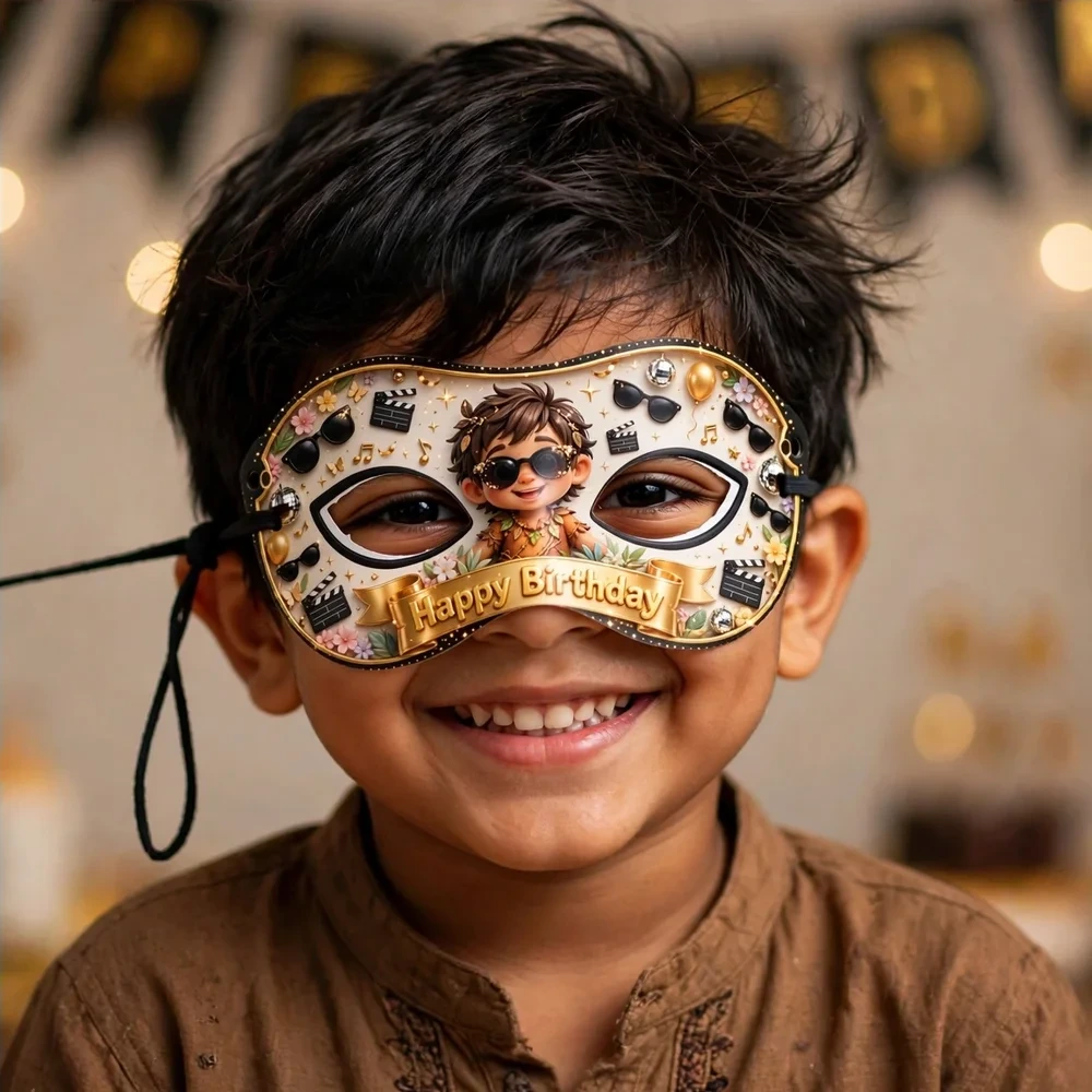 Kaala Chashma Theme Party Mask Birthday Party Supplies (PACK OF 12) - 280 GSM Cardstock with Soft Stretchable Elastic Band (7 Inches wide) - Premium Party Decor Supply by Party Decor Mall - View 4