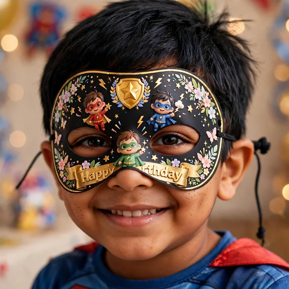 Justice League Theme Party Mask Birthday Party Supplies (PACK OF 12) - 280 GSM Cardstock with Soft Stretchable Elastic Band (7 Inches wide) - Premium Party Decor Supply by Party Decor Mall - View 4