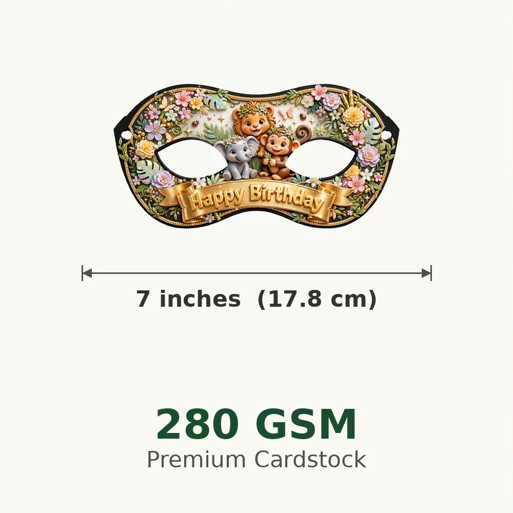 Jungle Theme Party Mask Birthday Party Supplies (PACK OF 12) - 280 GSM Cardstock with Soft Stretchable Elastic Band (7 Inches wide) - Premium Party Decor Supply by Party Decor Mall - View 3
