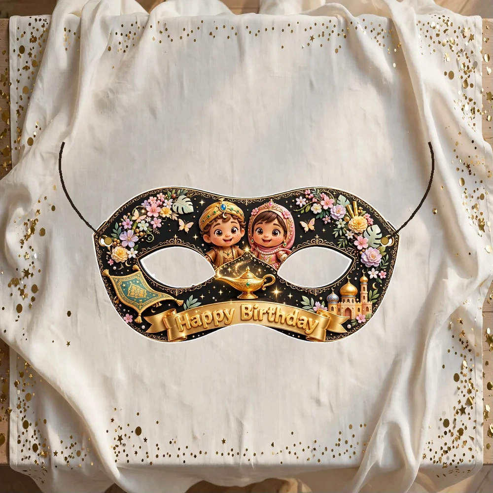 Jasmine & Aladdin Theme Party Mask Birthday Party Supplies (PACK OF 12) - 280 GSM Cardstock with Soft Stretchable Elastic Band (7 Inches wide) - Premium Party Decor Supply by Party Decor Mall - View 1