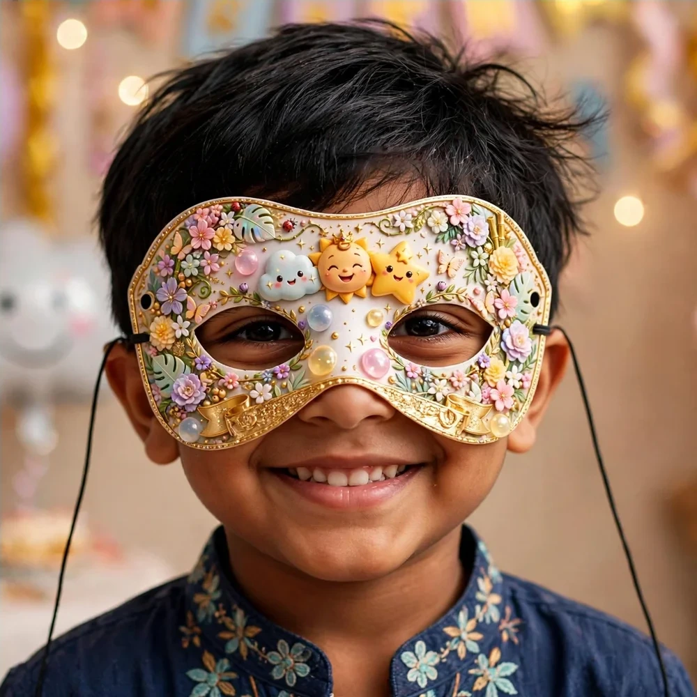 Inside Out Theme Party Mask Birthday Party Supplies (PACK OF 12) - 280 GSM Cardstock with Soft Stretchable Elastic Band (7 Inches wide) - Premium Party Decor Supply by Party Decor Mall - View 4
