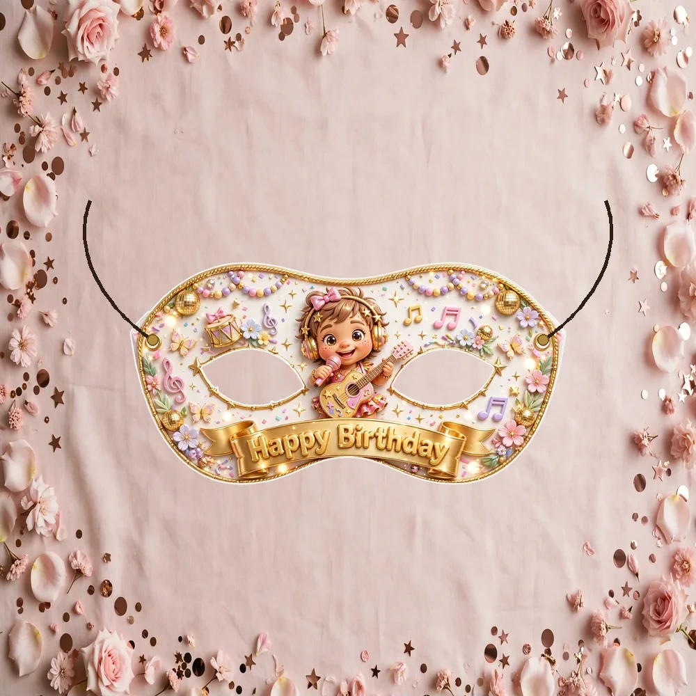 My Era Theme Party Mask Birthday Party Supplies (PACK OF 12) - 280 GSM Cardstock with Soft Stretchable Elastic Band (7 Inches wide) - Premium Party Decor Supply by Party Decor Mall - View 1