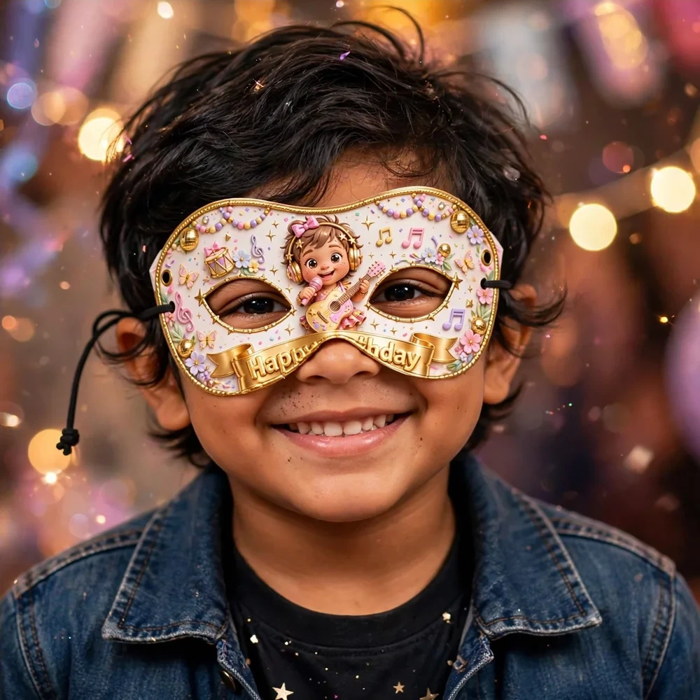 My Era Theme Party Mask Birthday Party Supplies (PACK OF 12) - 280 GSM Cardstock with Soft Stretchable Elastic Band (7 Inches wide) - Premium Party Decor Supply by Party Decor Mall - View 4