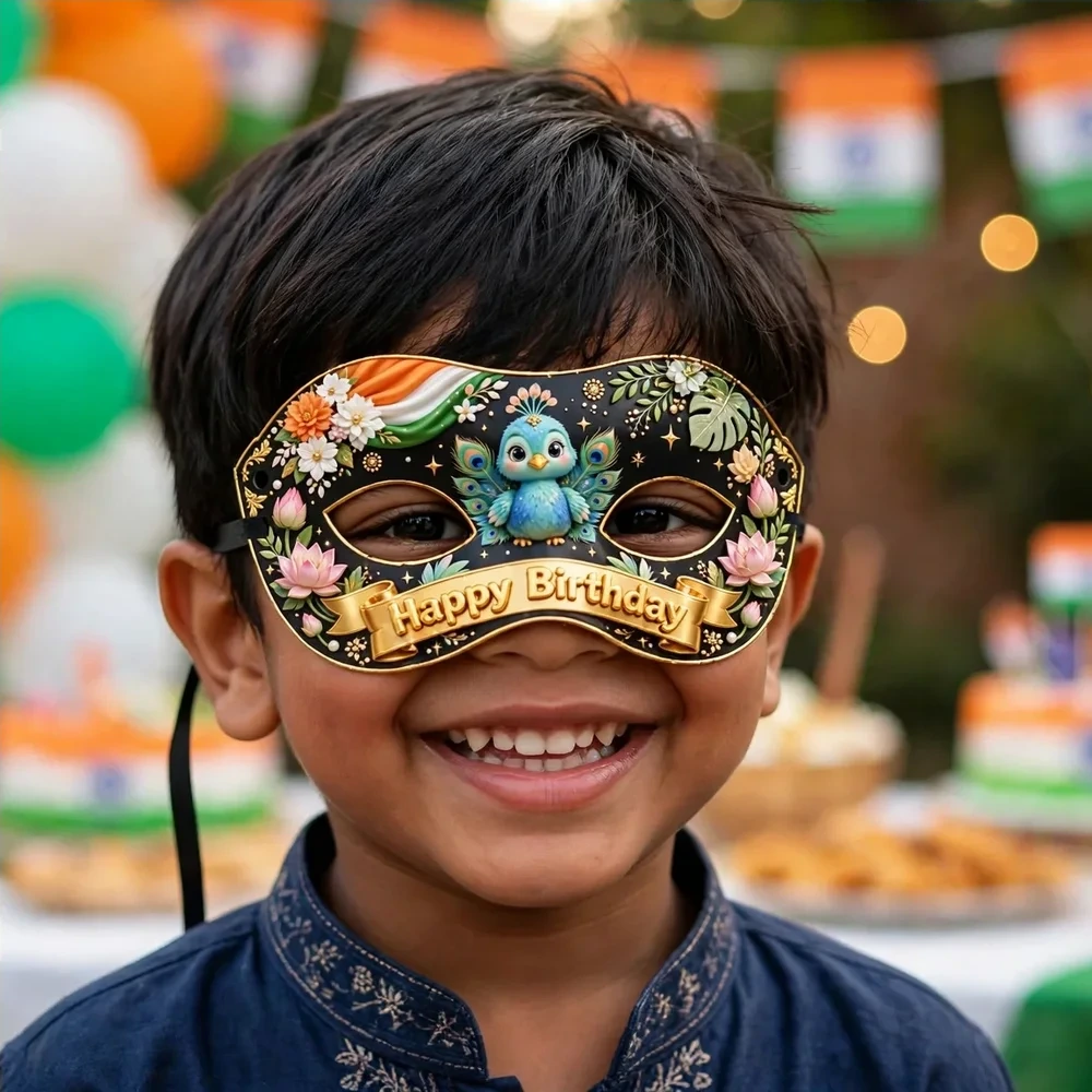Independence Day Theme Party Mask Birthday Party Supplies (PACK OF 12) - 280 GSM Cardstock with Soft Stretchable Elastic Band (7 Inches wide) - Premium Party Decor Supply by Party Decor Mall - View 4