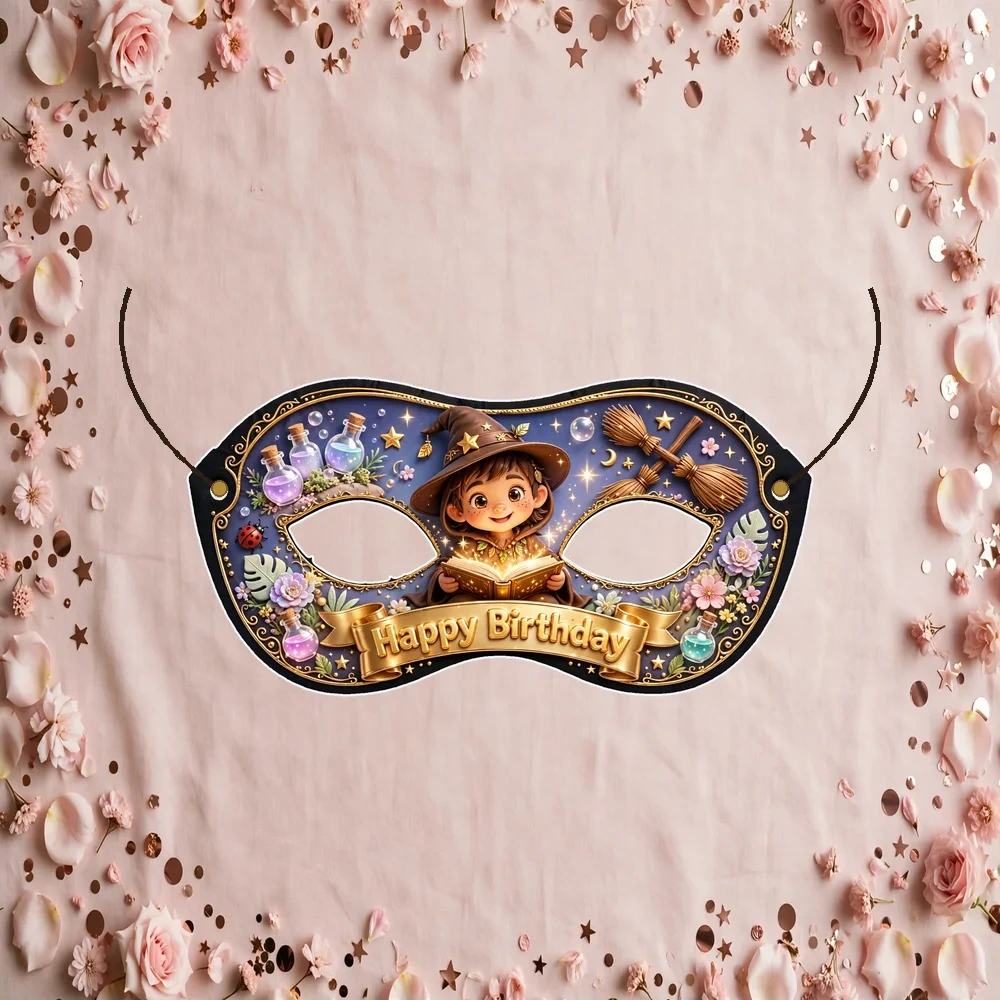 Hexed Theme Party Mask Birthday Party Supplies (PACK OF 12) - 280 GSM Cardstock with Soft Stretchable Elastic Band (7 Inches wide)