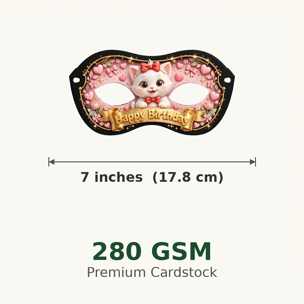 Hello Kitty Theme Party Mask Birthday Party Supplies (PACK OF 12) - 280 GSM Cardstock with Soft Stretchable Elastic Band (7 Inches wide) - Premium Party Decor Supply by Party Decor Mall - View 3