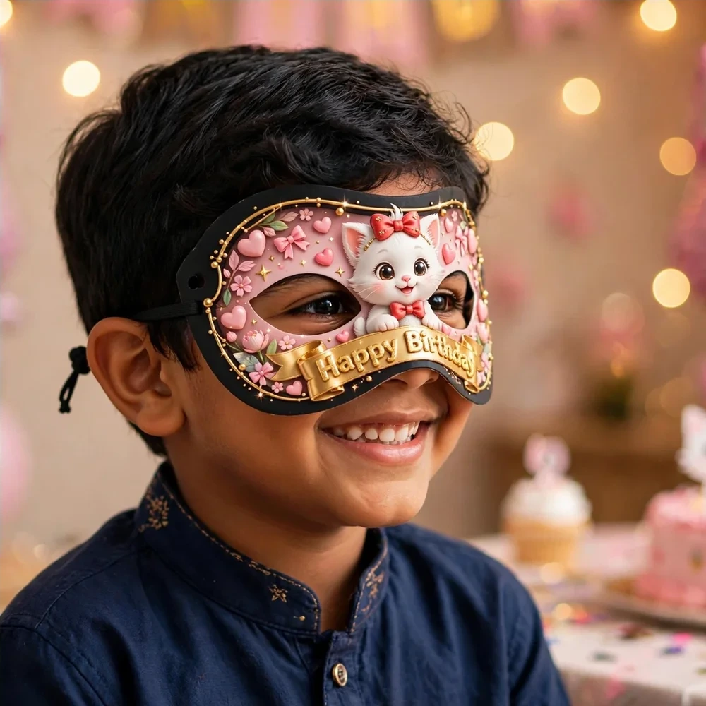 Hello Kitty Theme Party Mask Birthday Party Supplies (PACK OF 12) - 280 GSM Cardstock with Soft Stretchable Elastic Band (7 Inches wide) - Premium Party Decor Supply by Party Decor Mall - View 4