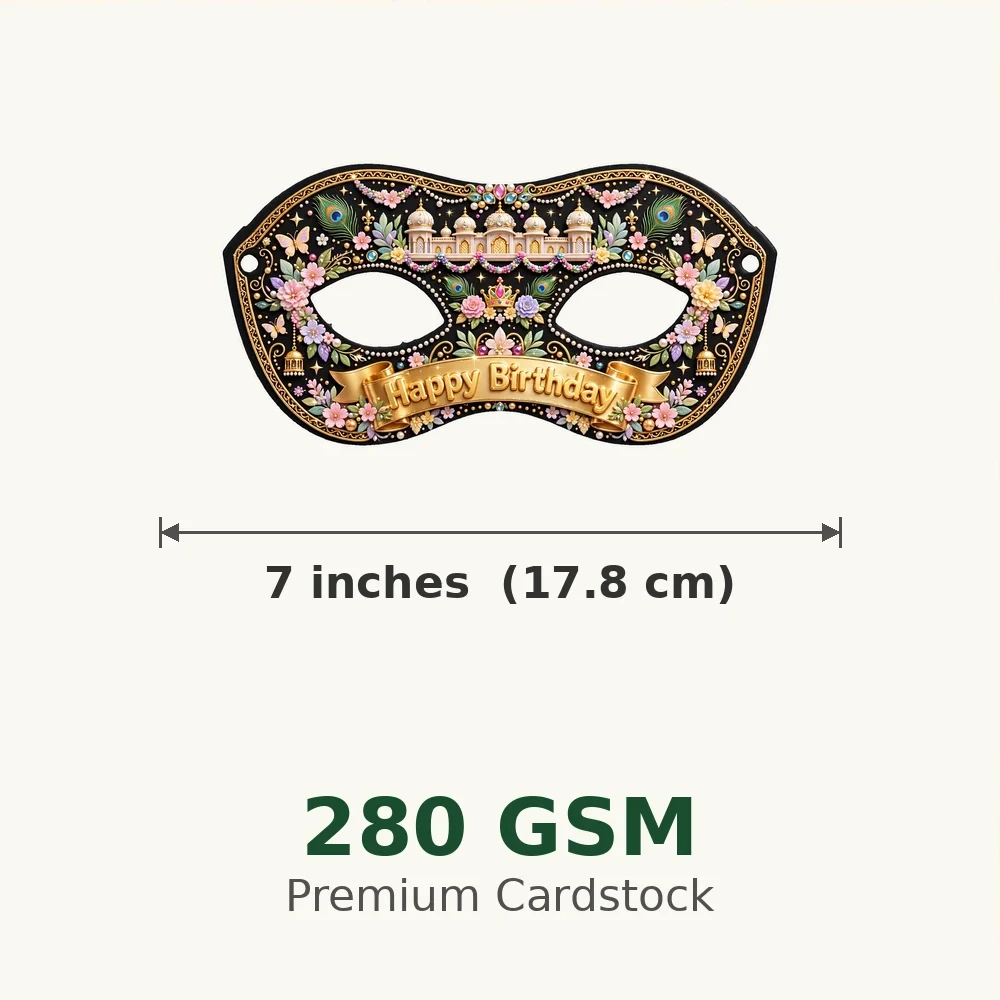 Heeramandi Theme Party Mask Birthday Party Supplies (PACK OF 12) - 280 GSM Cardstock with Soft Stretchable Elastic Band (7 Inches wide) - Premium Party Decor Supply by Party Decor Mall - View 3