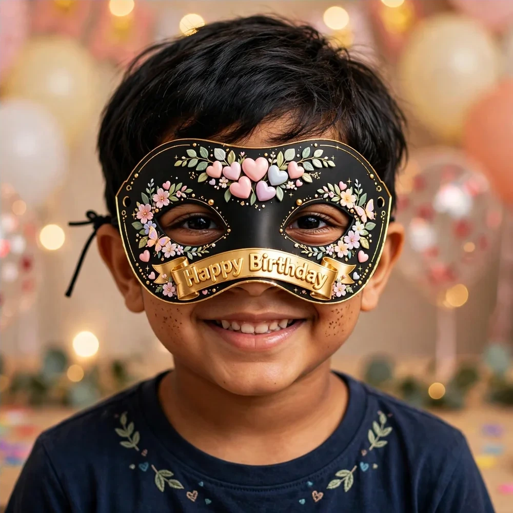 Heartstopper Theme Party Mask Birthday Party Supplies (PACK OF 12) - 280 GSM Cardstock with Soft Stretchable Elastic Band (7 Inches wide) - Premium Party Decor Supply by Party Decor Mall - View 4