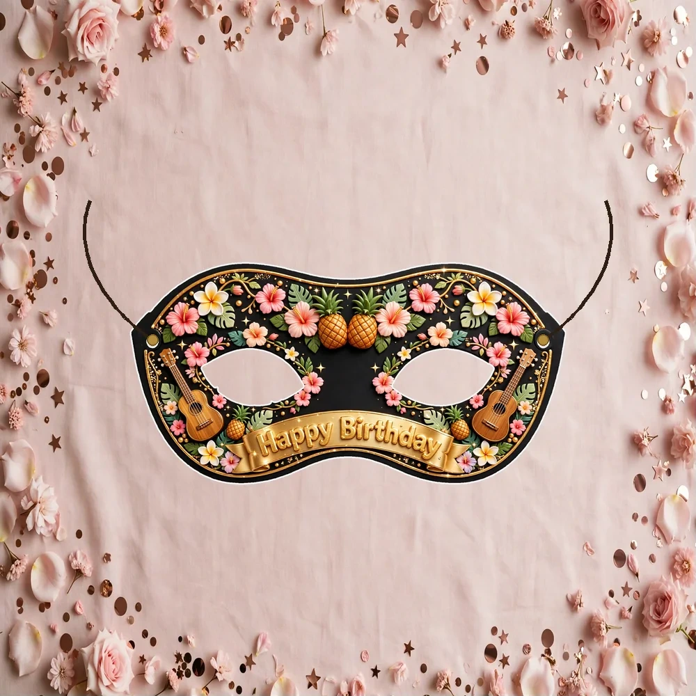 Hawaiian Party Theme Party Mask Birthday Party Supplies (PACK OF 12) - 280 GSM Cardstock with Soft Stretchable Elastic Band (7 Inches wide) - Premium Party Decor Supply by Party Decor Mall - View 1