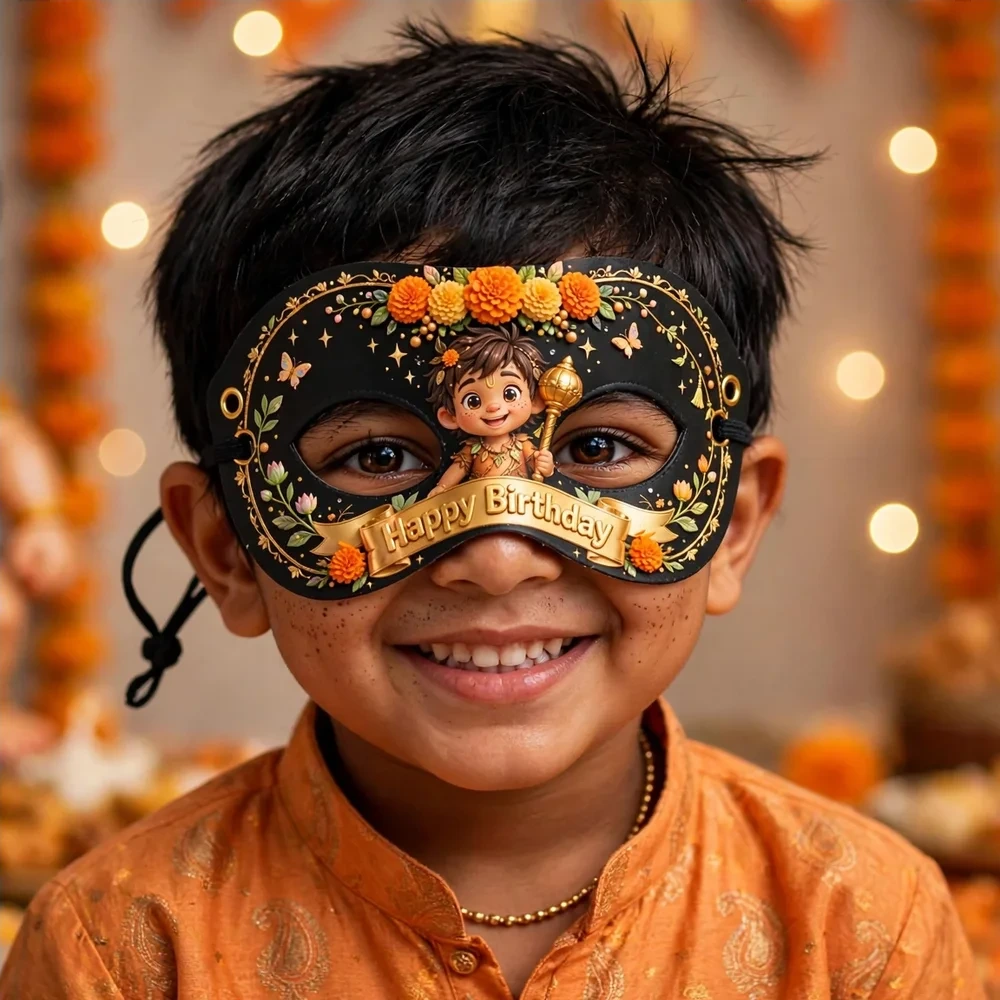Hanuman Theme Party Mask Birthday Party Supplies (PACK OF 12) - 280 GSM Cardstock with Soft Stretchable Elastic Band (7 Inches wide) - Premium Party Decor Supply by Party Decor Mall - View 4