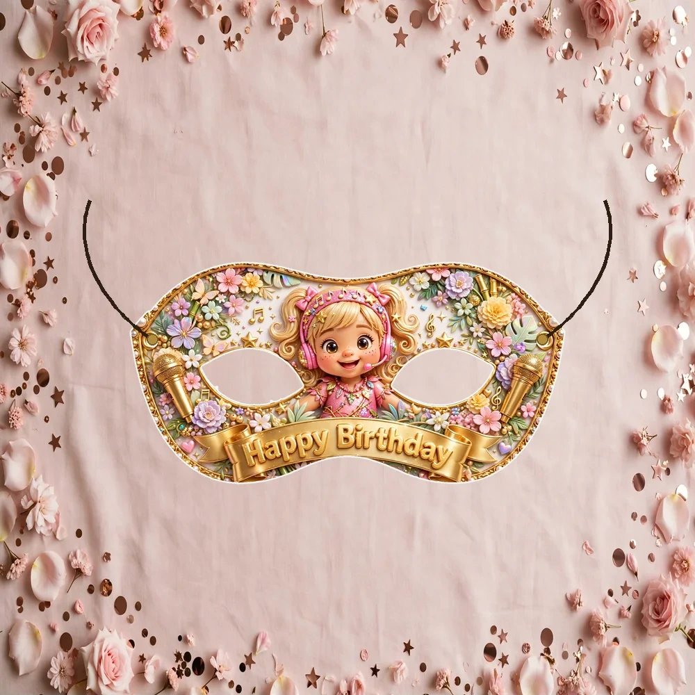 Hannah Montana Theme Party Mask Birthday Party Supplies (PACK OF 12) - 280 GSM Cardstock with Soft Stretchable Elastic Band (7 Inches wide)