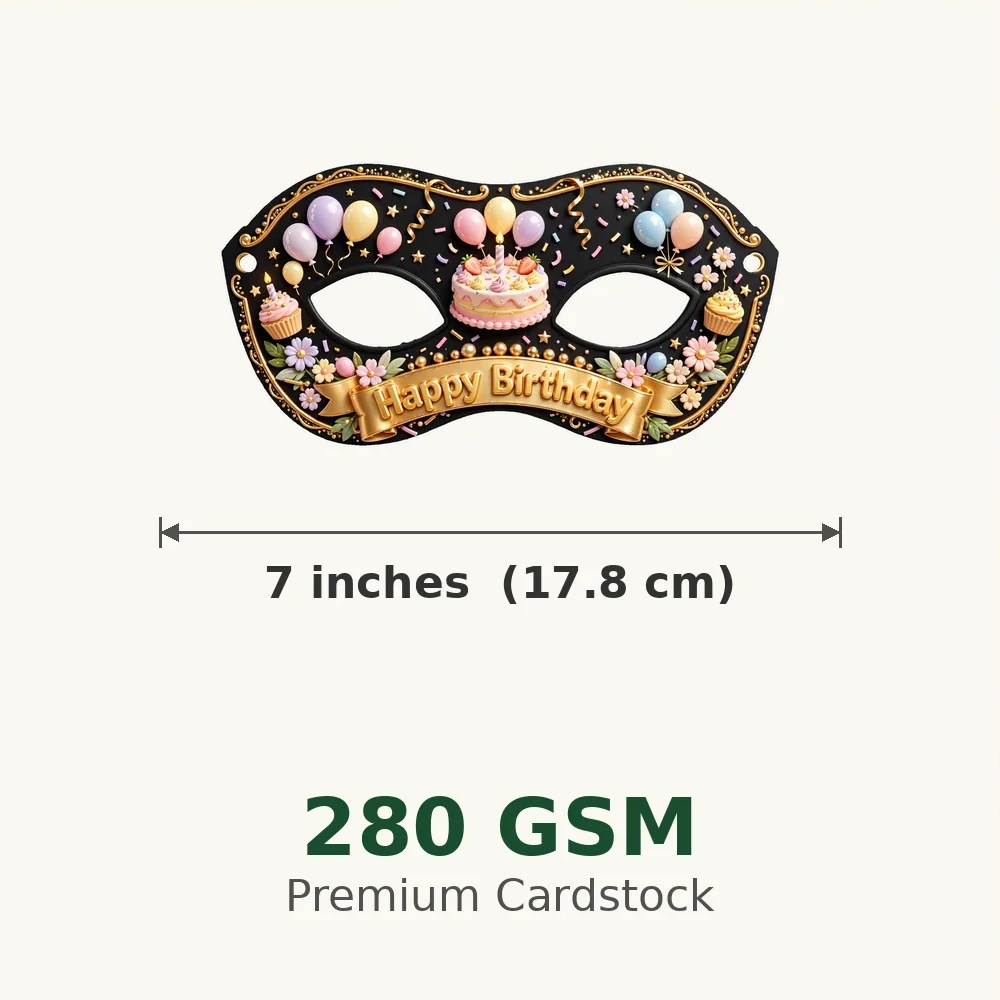 Half Birthday Theme Party Mask Birthday Party Supplies (PACK OF 12) - 280 GSM Cardstock with Soft Stretchable Elastic Band (7 Inches wide) - Premium Party Decor Supply by Party Decor Mall - View 3