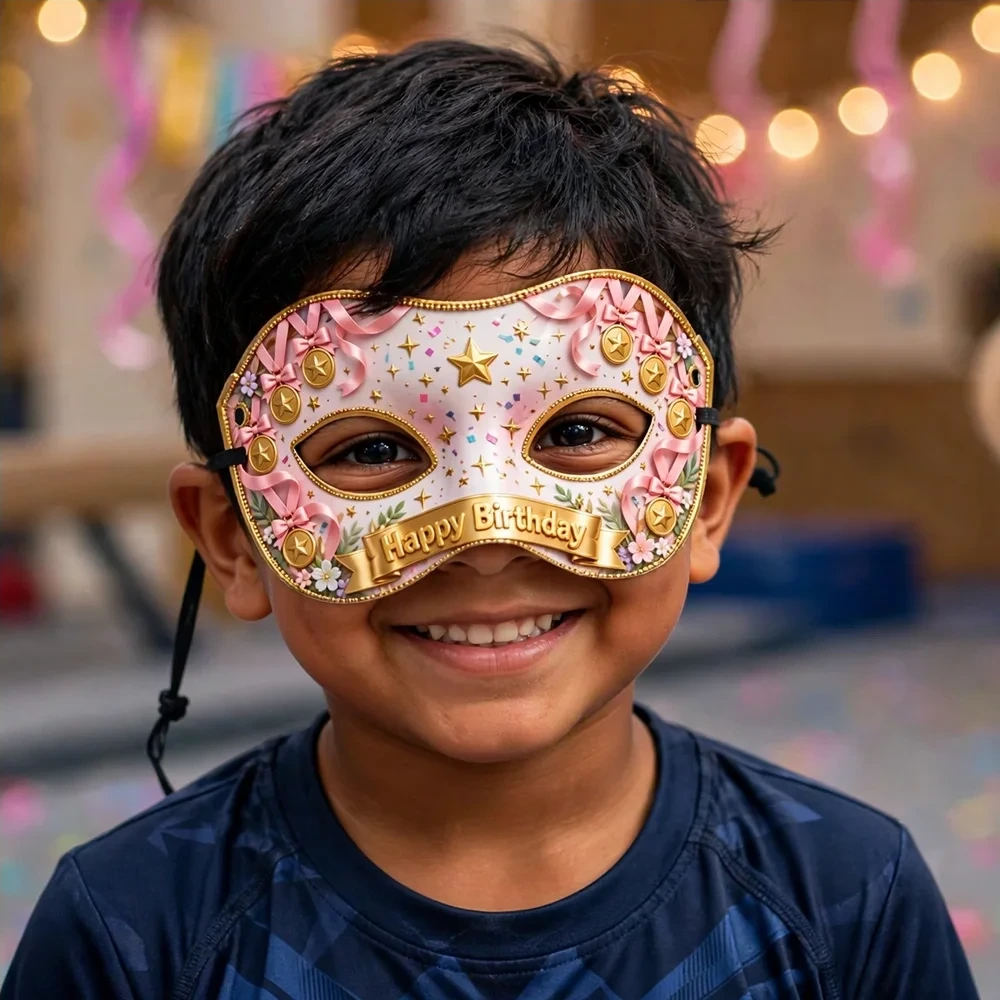 Gymnastics Theme Party Mask Birthday Party Supplies (PACK OF 12) - 280 GSM Cardstock with Soft Stretchable Elastic Band (7 Inches wide) - Premium Party Decor Supply by Party Decor Mall - View 4