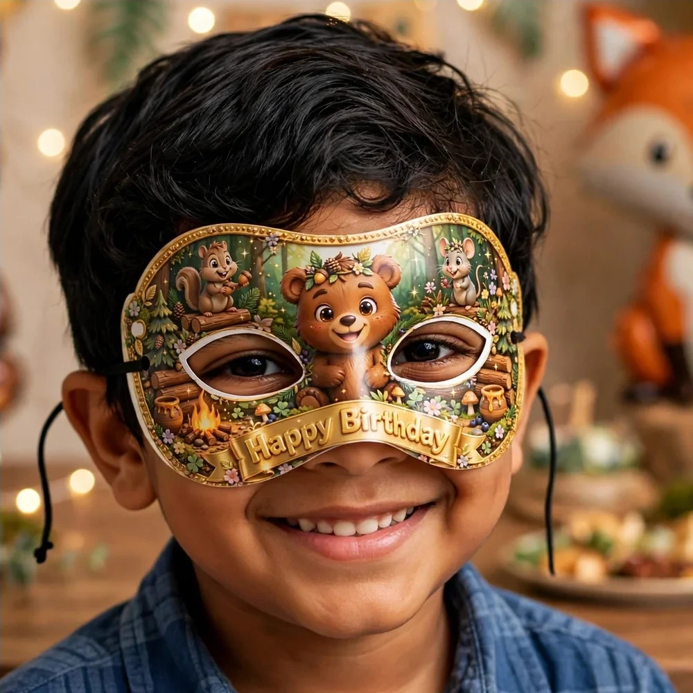 Grizzy Lemmings Theme Party Mask Birthday Party Supplies (PACK OF 12) - 280 GSM Cardstock with Soft Stretchable Elastic Band (7 Inches wide) - Premium Party Decor Supply by Party Decor Mall - View 4