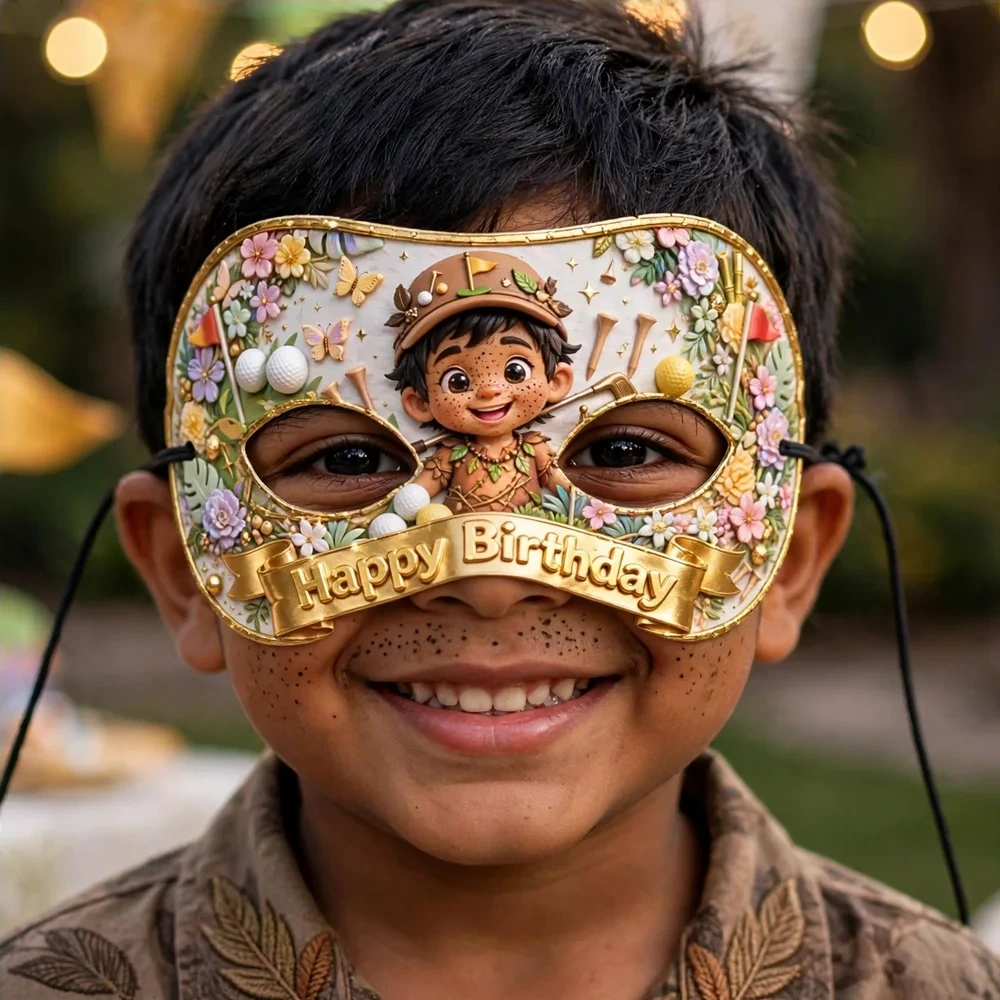 Golf Theme Party Mask Birthday Party Supplies (PACK OF 12) - 280 GSM Cardstock with Soft Stretchable Elastic Band (7 Inches wide) - Premium Party Decor Supply by Party Decor Mall - View 4