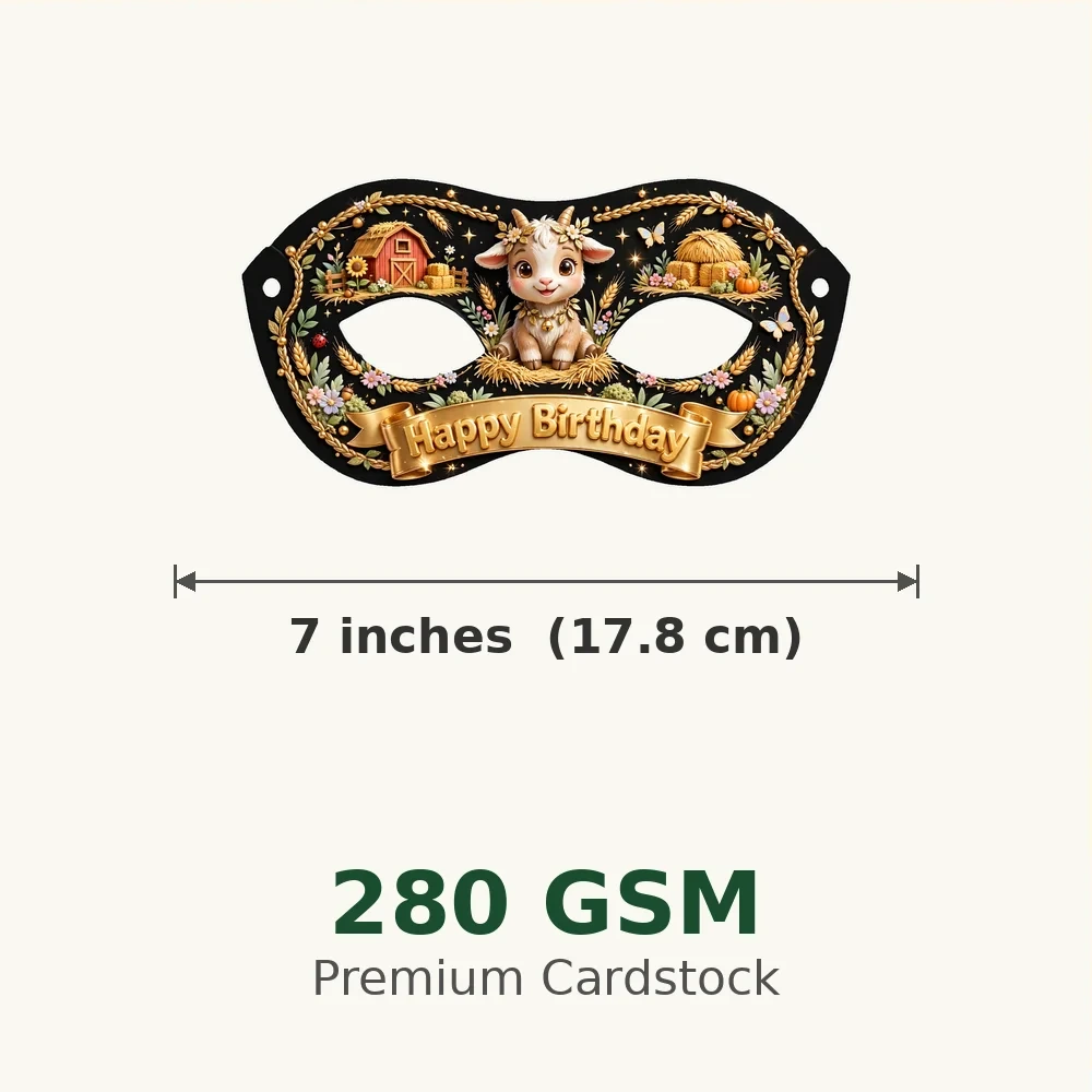 Goat Theme Party Mask Birthday Party Supplies (PACK OF 12) - 280 GSM Cardstock with Soft Stretchable Elastic Band (7 Inches wide) - Premium Party Decor Supply by Party Decor Mall - View 3