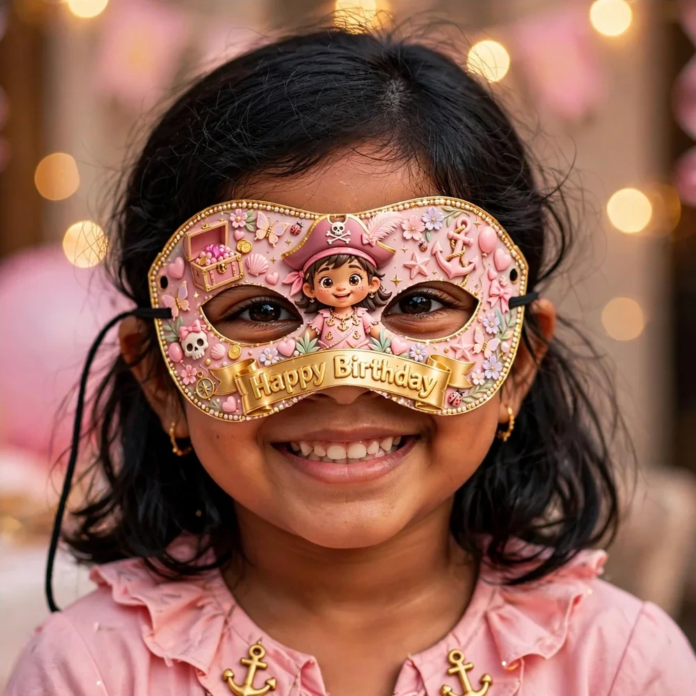 Pirate Theme Party Mask Birthday Party Supplies (PACK OF 12) - 280 GSM Cardstock with Soft Stretchable Elastic Band (7 Inches wide) - Premium Party Decor Supply by Party Decor Mall - View 4