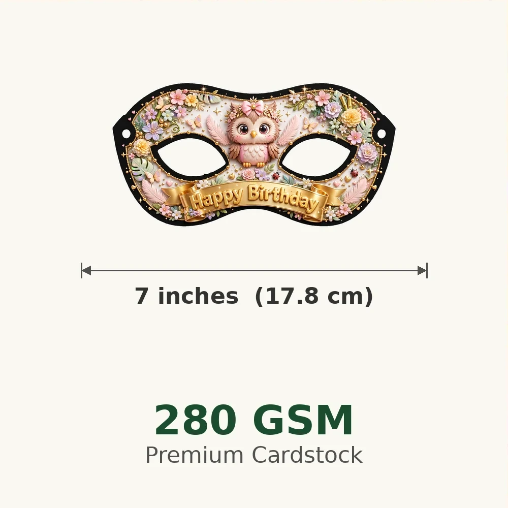 Owl Theme Party Mask Birthday Party Supplies (PACK OF 12) - 280 GSM Cardstock with Soft Stretchable Elastic Band (7 Inches wide) - Premium Party Decor Supply by Party Decor Mall - View 3