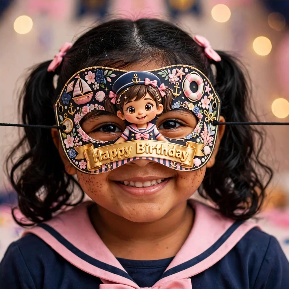 Nautical Theme Party Mask Birthday Party Supplies (PACK OF 12) - 280 GSM Cardstock with Soft Stretchable Elastic Band (7 Inches wide) - Premium Party Decor Supply by Party Decor Mall - View 4